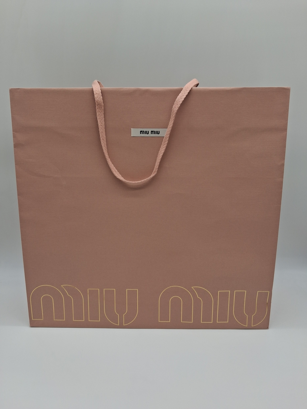 MIU MIU Large Pink Luxury Shopping Gift Bag Gold Logo Designer Packaging EUC